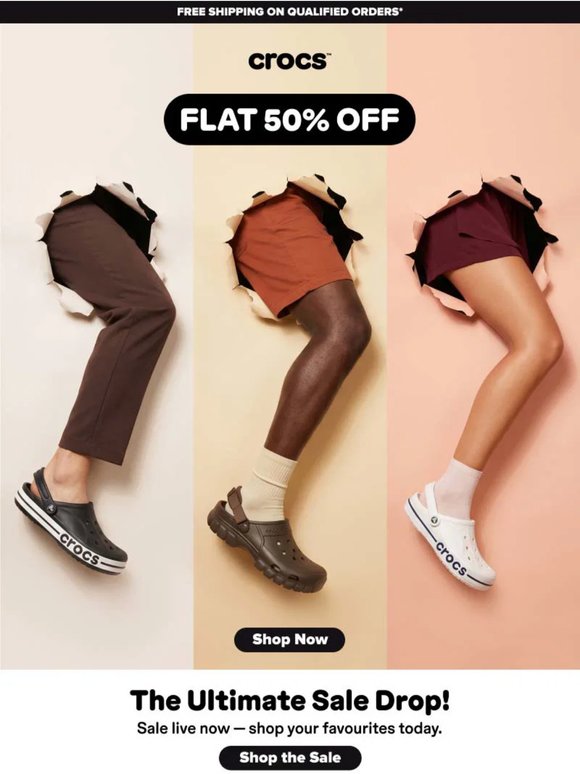 Final hours ⏳ FLAT 50% OFF on Crocs
