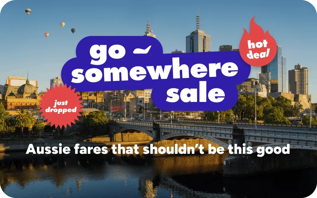 Go somewhere sale on a Melbourne background