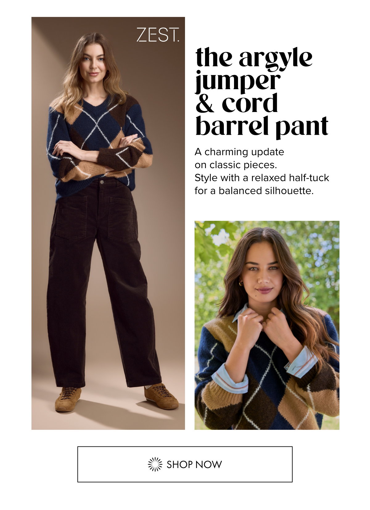 The Argyle Jumper & Cord Barrel Pant