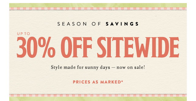 Up To 30% Off Sitewide