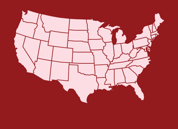 US Map showing states with Smoothie King franchise opportunities