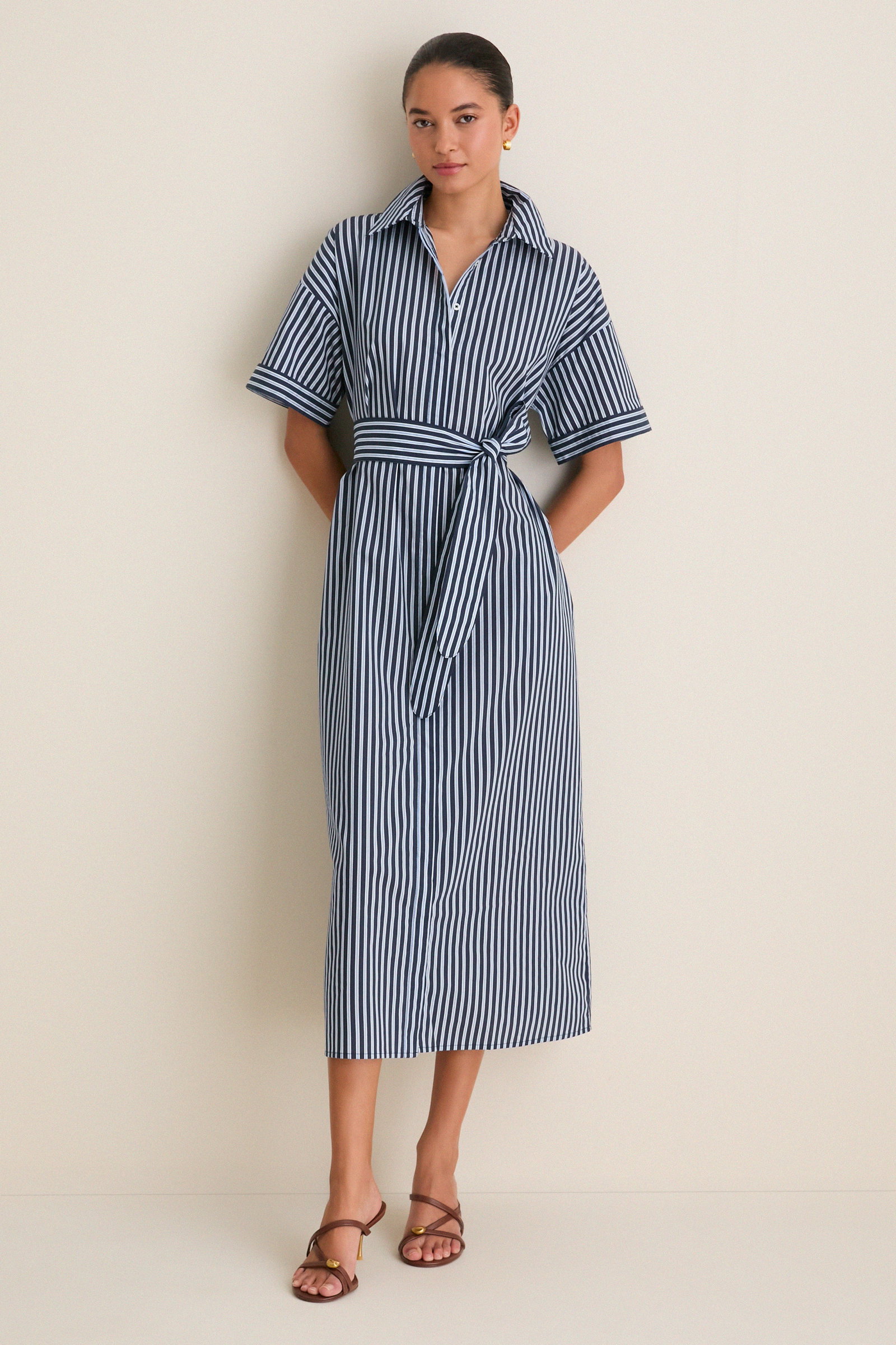 Image of Navy and Light Blue Stripe Zacara Dress
