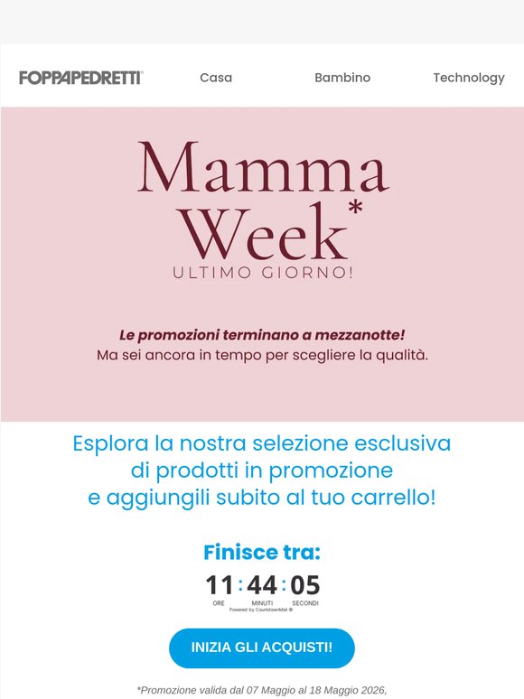 Le promozioni Foppapedretti terminano a mezzanotte!