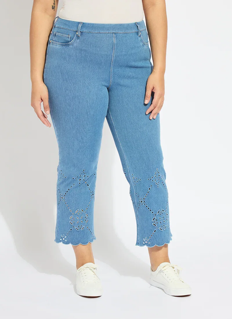 Image of Billie Eyelet Straight Denim Curvy (26"Inseam)