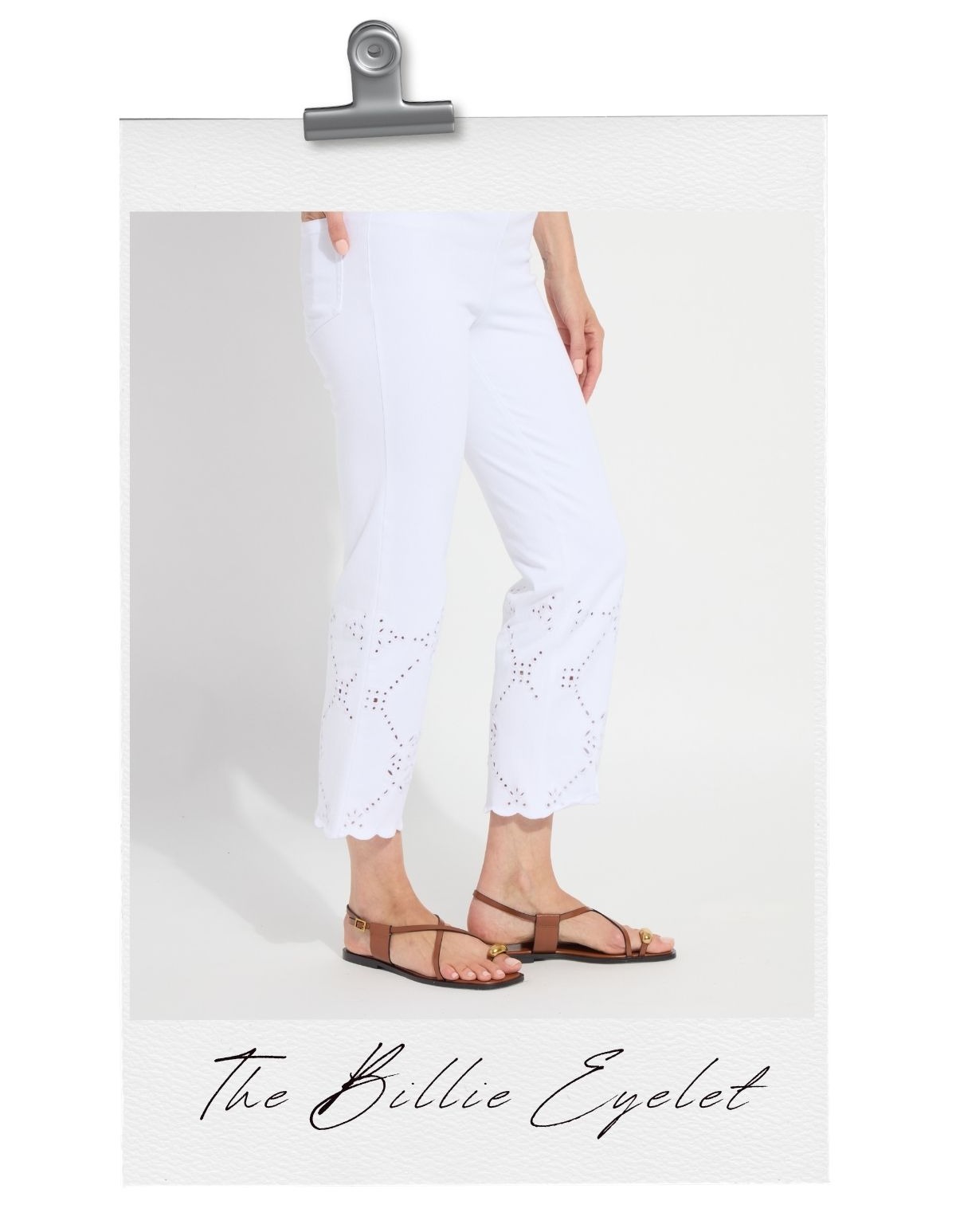 The Billie Eyelet Straight Denim in White
