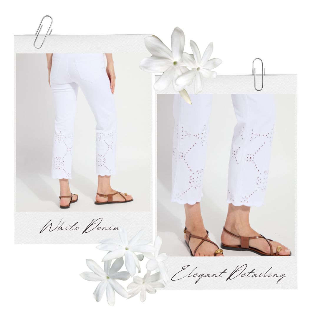 The Billie Eyelet Straight Denim in White