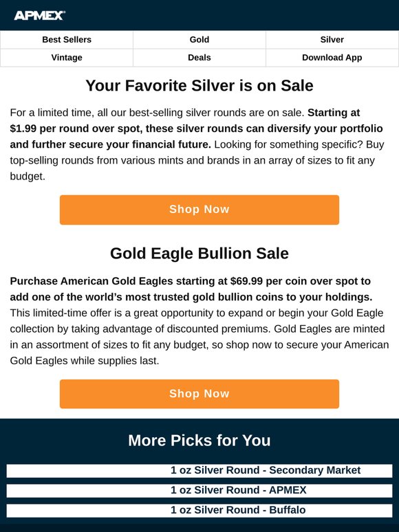 Your Favorite Silver Rounds Are On Sale — Starting at $1.99 Over Spot