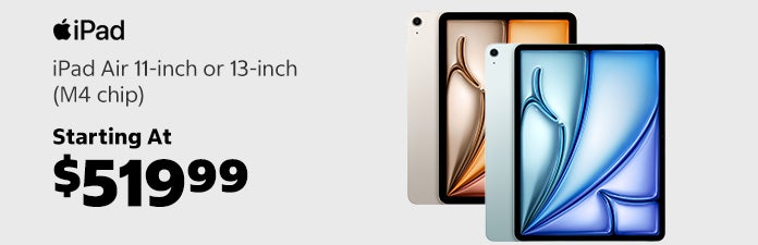 iPad Air 11 inch or 13 inch M4 chip Starting at $519.99