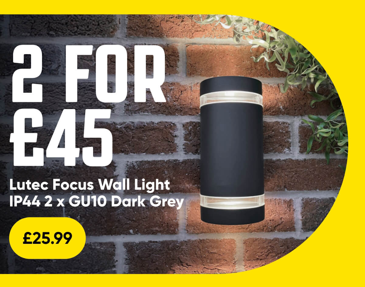 Lutec Focus Wall Light IP44 2 x GU10 Dark Grey
