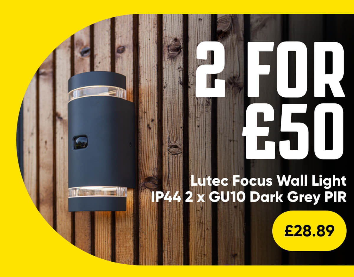 Lutec Focus Wall Light IP44 2 x GU10 Dark Grey PIR