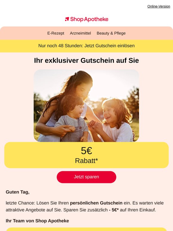 Nur noch 48h: Jetzt 5€ Gutschein einlösen!