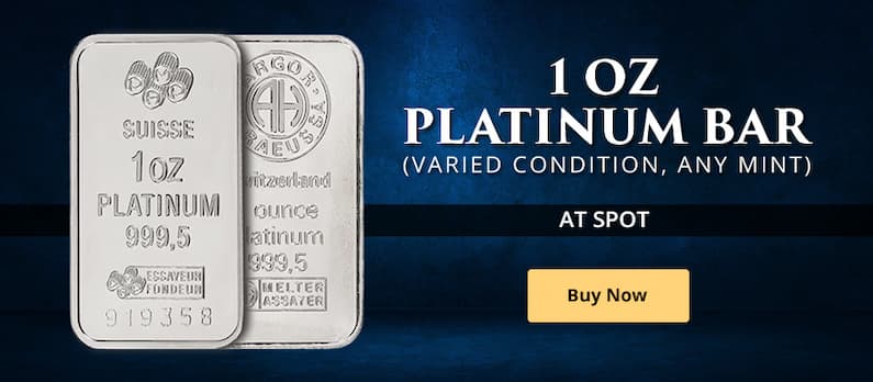 ON SALE: 1 oz Platinum Bar (Varied Condition, Any Mint)