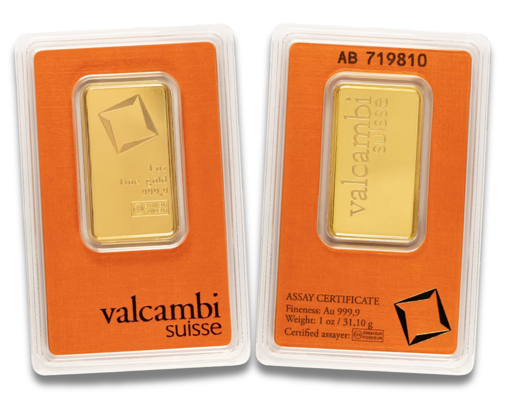 1 oz Valcambi Gold Bar (New w/ Assay)