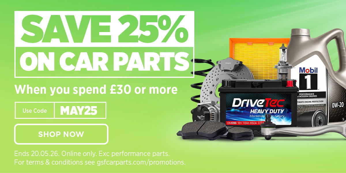 Save 25% on Car Parts When You Spend £30 or More - Use Code MAY25