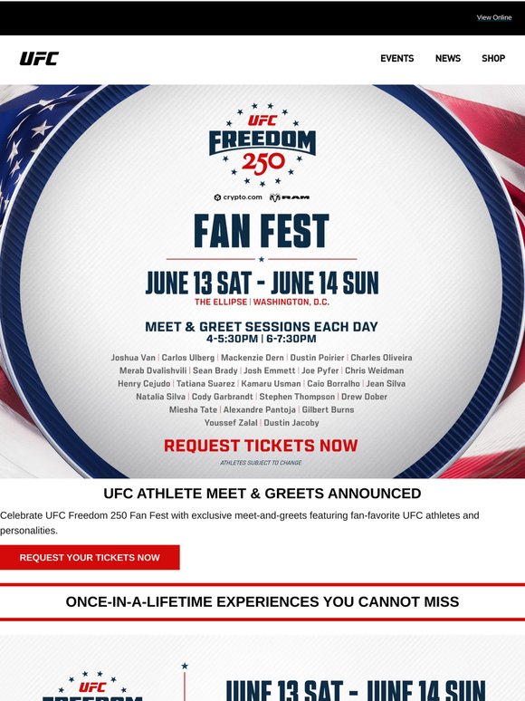 Just Announced! Athlete Meet & Greets for UFC Freedom 250 Fan Fest!