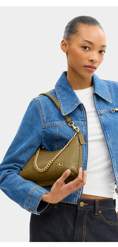Juliet Shoulder Bag 25 With Quilting Brass/Muted Olive