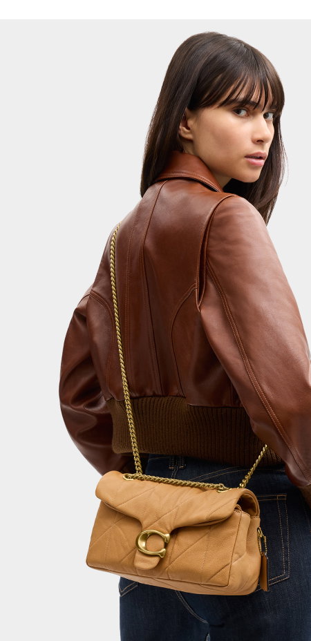Tabby Shoulder Bag 26 With Quilting Brass/Biscuit