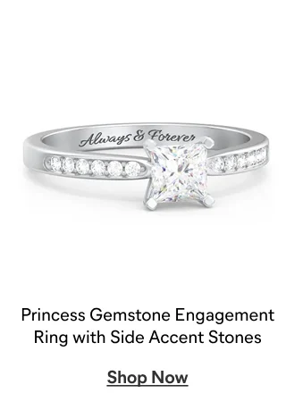 Princess Gemstone Engagement Ring with Side Accent Stones