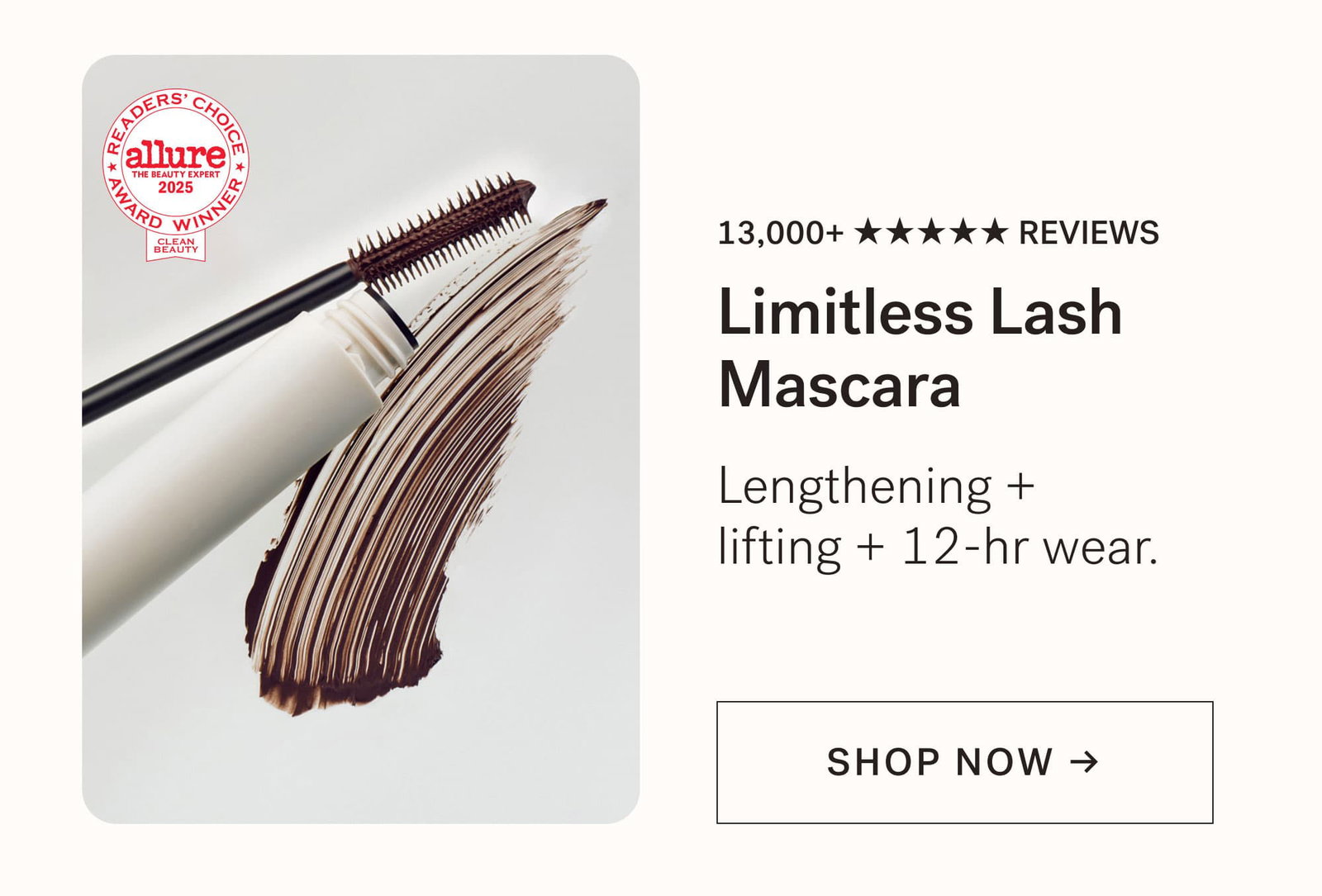 Limitless Lash Mascara Lengthening + lifting + 12-hr wear. SHOP NOW