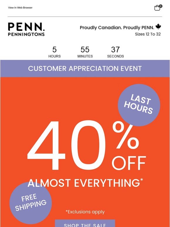 40% OFF + FREE SHIPPING ⏰