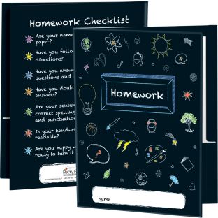 Image of Chalkboard Motif Homework Folders - 12 folders
