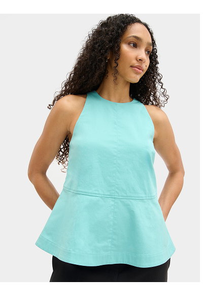 CARLOS POPLIN PEPLUM TOP