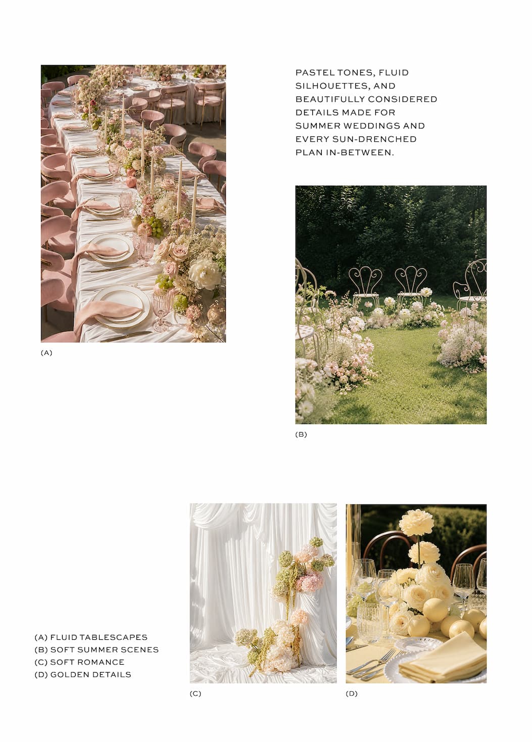 Pastel tones, fluid silhouettes, and beautifully considered details made for summer weddings and every sun-drenched plan in-between