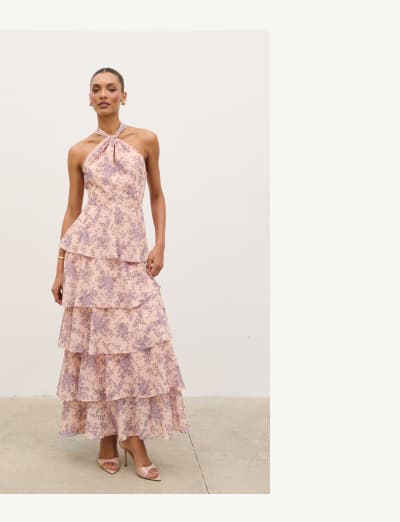 Hester Halterneck Ruffle Maxi Dress
