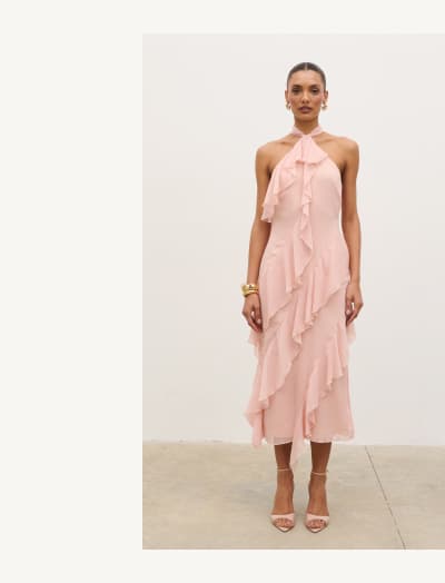 Aria Halterneck Ruffle Midaxi Dress