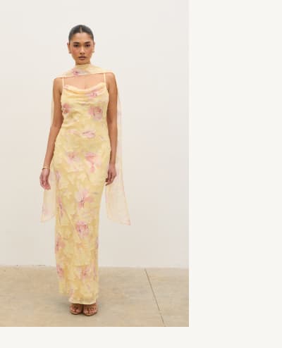Eden Scarf Jacquard Printed Maxi Dress