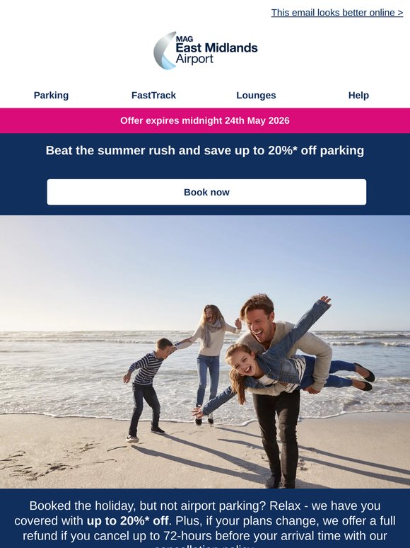 We're giving you up to 20% off parking