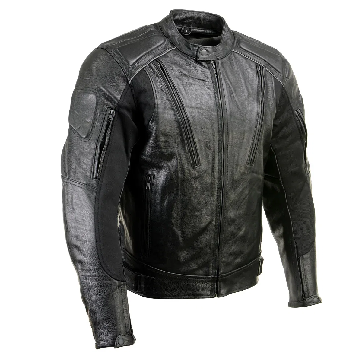 Image of Milwaukee Leather LKM17007 Men's Premium Black Leather Motorcycle Bikers Rider Jacket w/ CE Armor