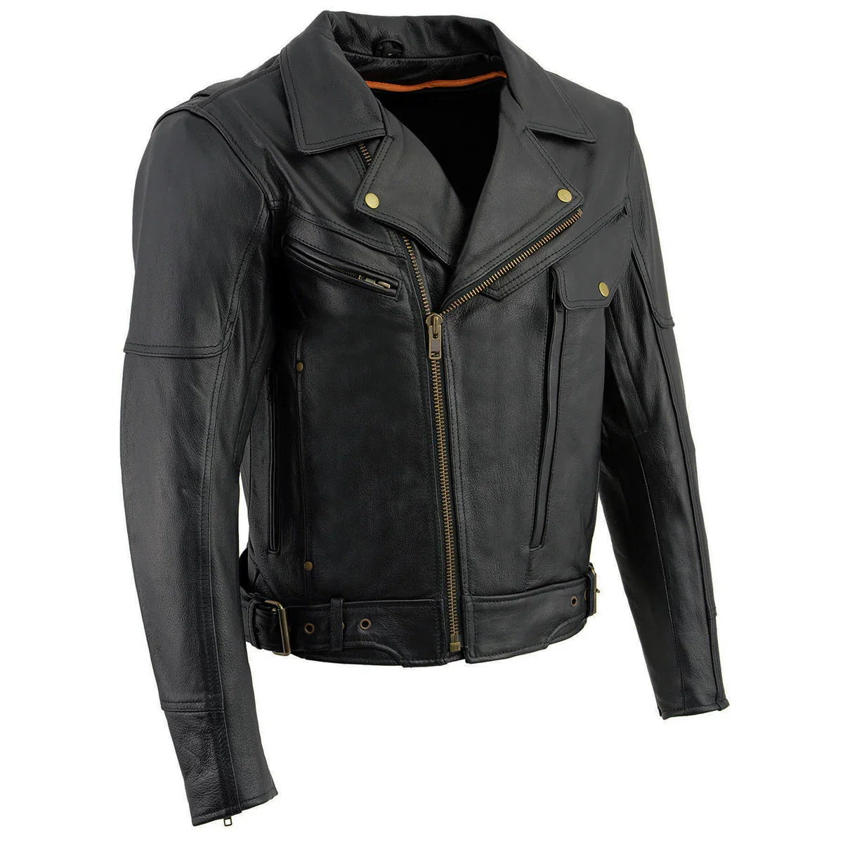 Image of Milwaukee Leather LKM1770 Men's Black Premium Thick Leather Motorcycle Jacket Brando Style Biker Jacket