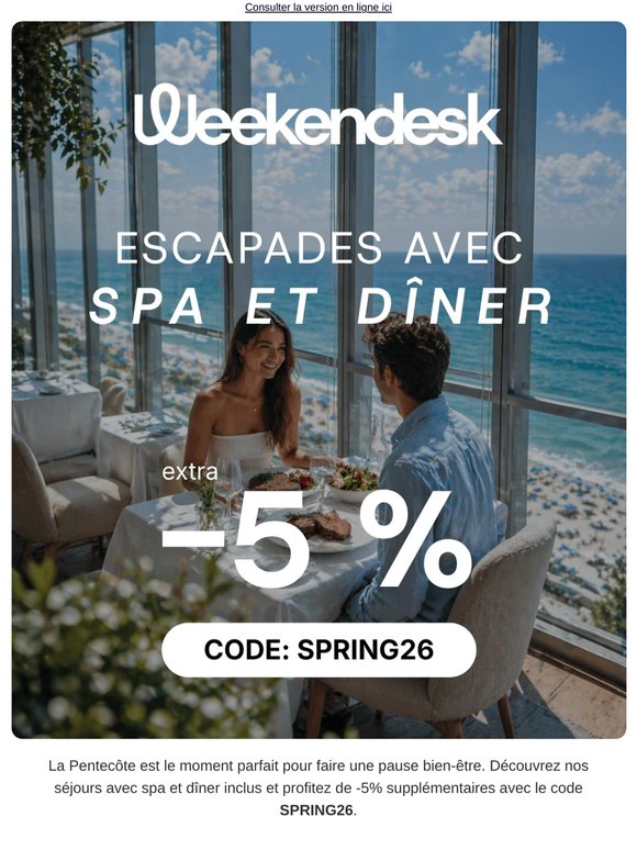 Escapades spa & dîner pour la Pentecôte