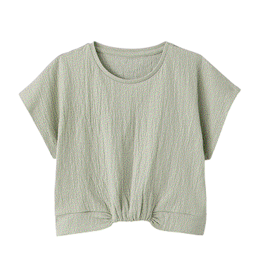 Blouse with short sleeves almond green