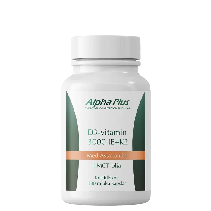 Alpha Plus D3-vitamin 3000 IE + K2 180 kapslar 