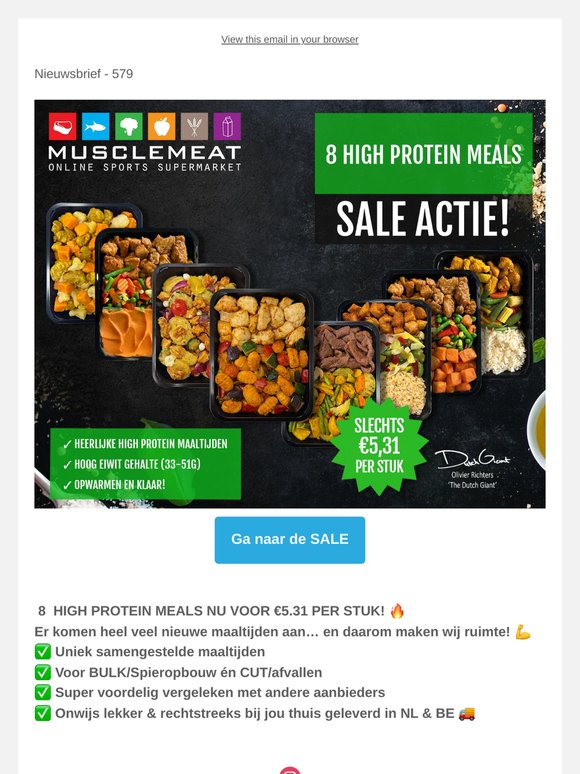 SALE: €5.31 voor High Protein MEals (8 soorten)!!