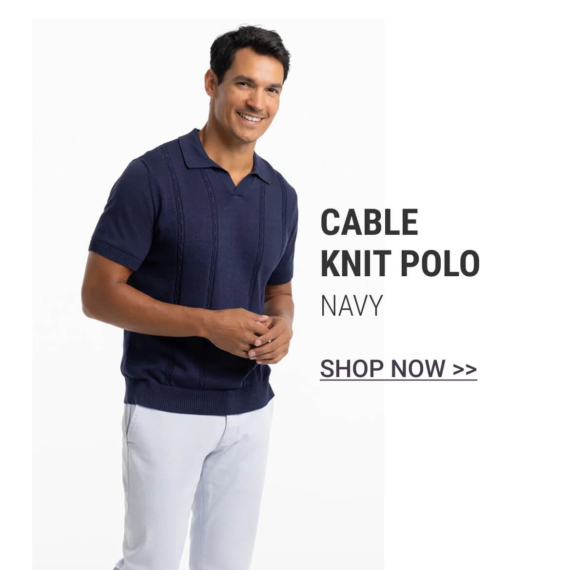 Navy Cable Knit Polo