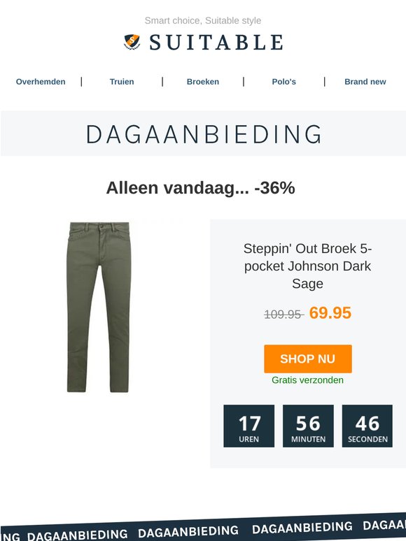 Alleen vandaag: Steppin' Out Broek 5-pocket Johnson Dark Sage