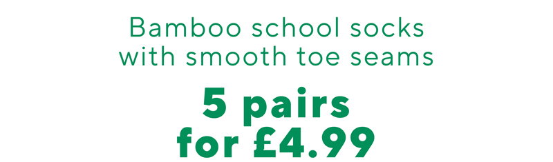 Get 5 Pairs of our Kids' bamboo school socks for £4.99