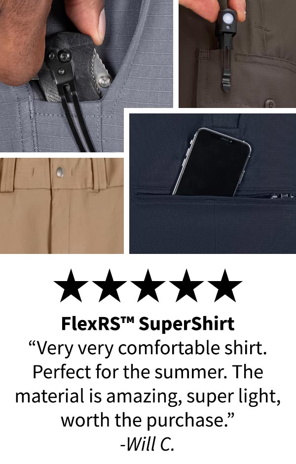5 Stars for the FlexRS Supershirt, "Very comfortable and perfect for Summer". 