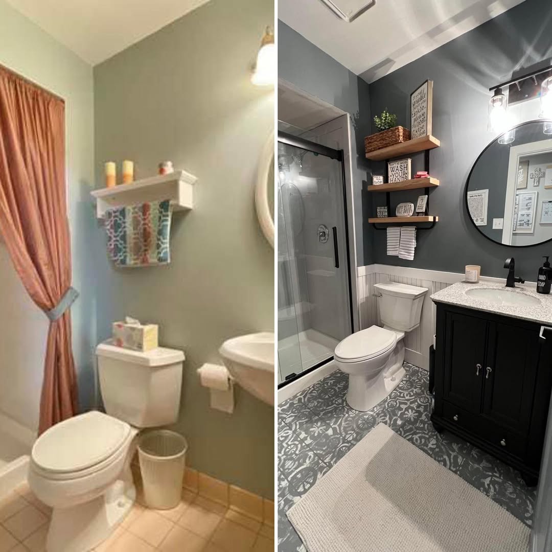 A picture from one of our customers who used Cobblestone. Cashmere, and Iron Gate in their bathroom makeover