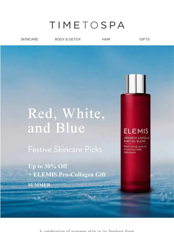 Red, White & 30% Off + ELEMIS Pro-Collagen Gift