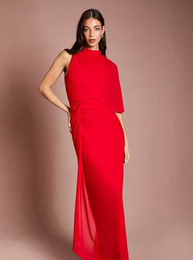 Contour Collective High Neck Drape Jersey Maxi Dress