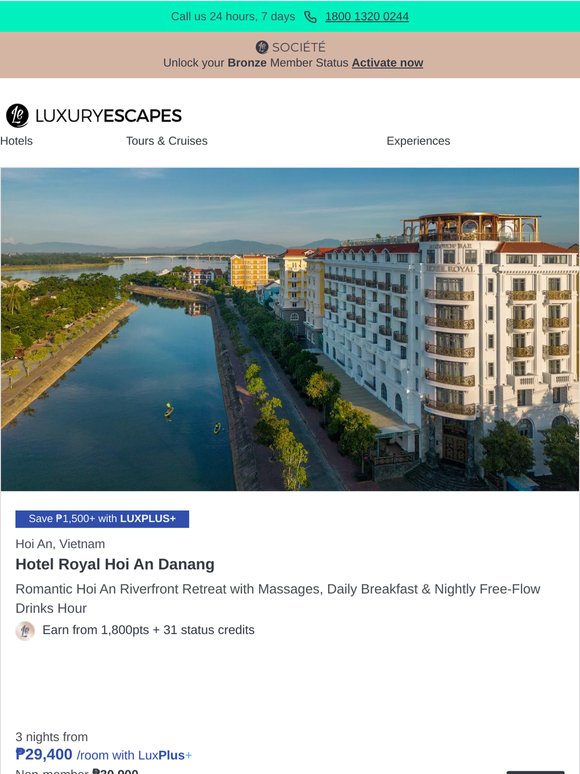 Hoi An Riverfront Retreat w. Daily Breakfast & Nightly Free-Flow Drinks