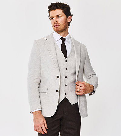 Tailored Fit Light Grey Tweed Blazer Image