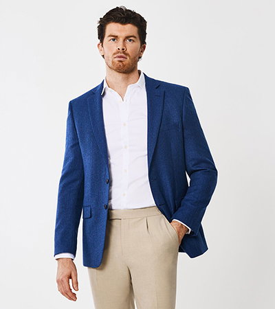Tailored Fit Blue Herringbone Blazer Image