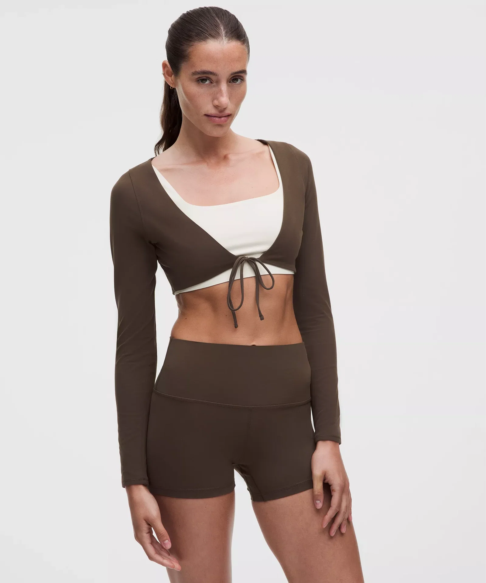 Nulu Mesh-Back Tie-Front Cropped Cardigan