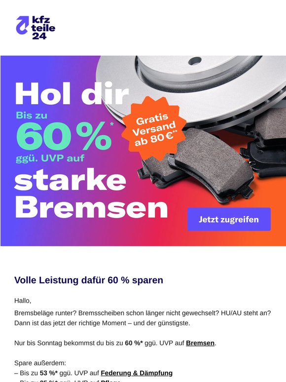 Von 100 auf 0 – und bis zu 60 % günstiger.