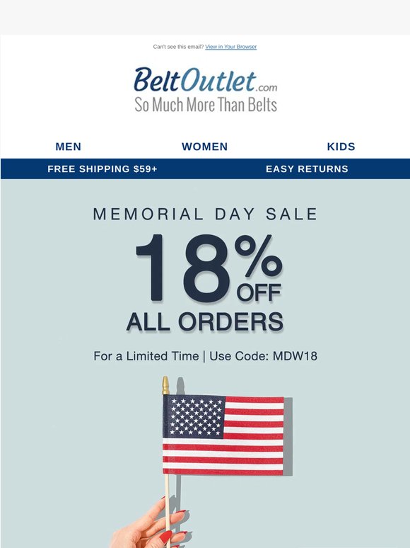 Take 18% Off for Memorial Day ☀️